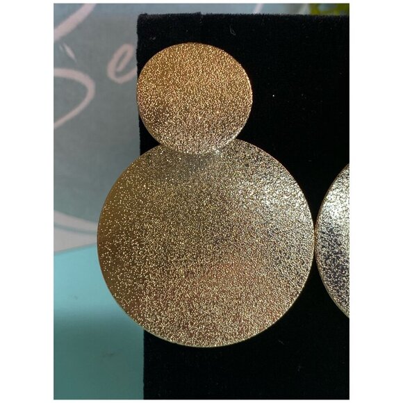 NEW Drop Earrings Boho Festival Gold Circle Modern Geometric Textured - Picture 4 of 8